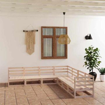 Set Divani da Giardino 7 pz in Legno Massello di Pino