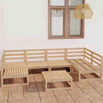 Set Divani da Giardino 7 pz in Legno Massello di Pino