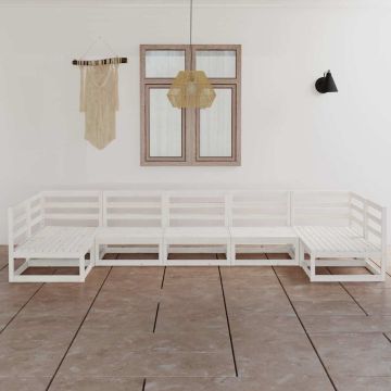 Set Divani da Giardino 7 pz in Legno Massello di Pino