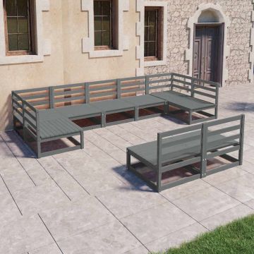 Set Divani da Giardino 9 pz in Legno Massello di Pino