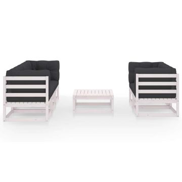 Set Divani da Giardino 6 pz con Cuscini Legno Massello di Pino
