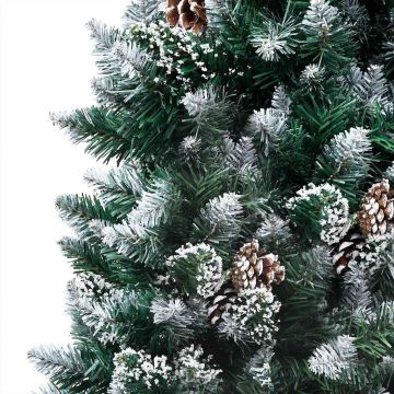 Albero di Natale Artificiale con LED e Set di Palline e Pigne 180 cm