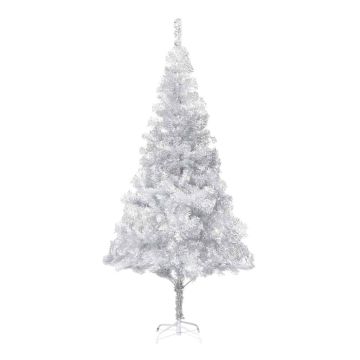 Albero di Natale Preilluminato con Palline Argento 180 cm PET