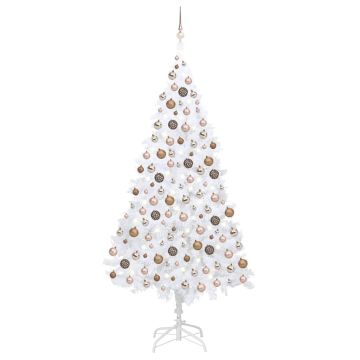 Albero di Natale Preilluminato con Palline Bianco 240 cm PVC
