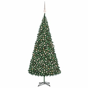 Albero di Natale Preilluminato con Palline Verde 500 cm