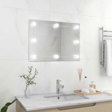 Specchio Parete Rettangolare Senza Cornice con Luci LED Vetro