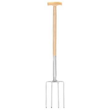Set Attrezzi Giardinaggio Impugnatura T Acciaio Inox e Frassino