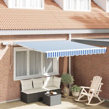 Tenda retrattile Blu e Bianco 350 x 250 cm