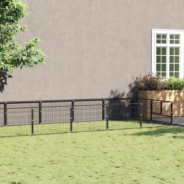 Gabbia per Cani Nera 12 m² in Acciaio