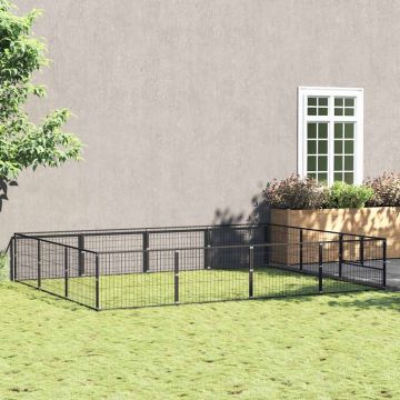 Gabbia per Cani Nera 12 m² in Acciaio