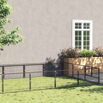 Gabbia per Cani Nera 21 m² in Acciaio