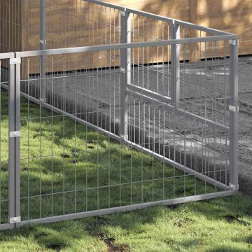 Gabbia per Cani Argento 24 m² in Acciaio