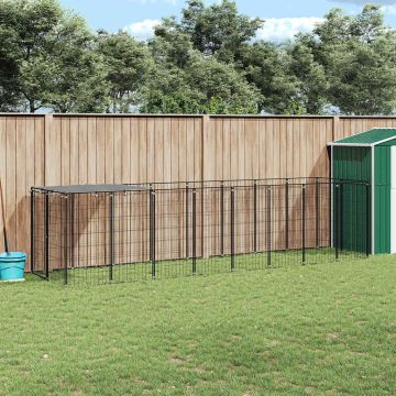 Gabbia per Cani Nera 4,84 m² in Acciaio