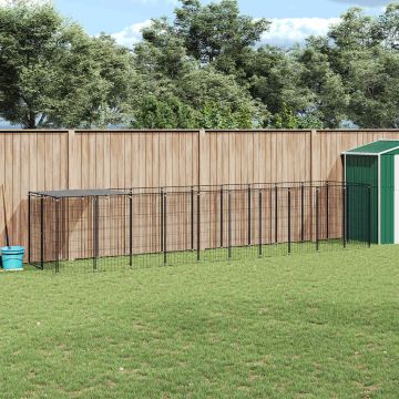 Gabbia per Cani Nera 6,05 m² in Acciaio