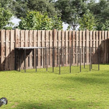 Gabbia per Cani Nera 6,05 m² in Acciaio