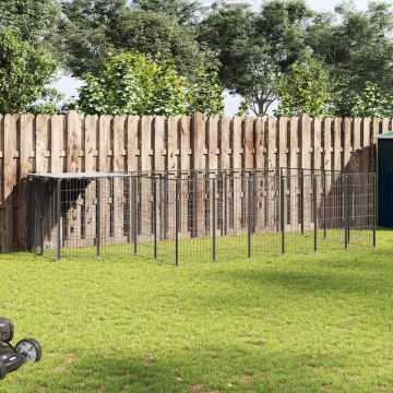 Gabbia per Cani Nera 8,47 m² in Acciaio