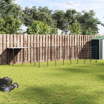Gabbia per Cani Nera 10,89 m² in Acciaio