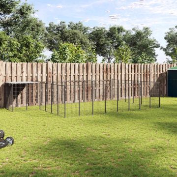 Gabbia per Cani Nera 15,73 m² in Acciaio