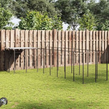 Gabbia per Cani Nera 6,05 m² in Acciaio