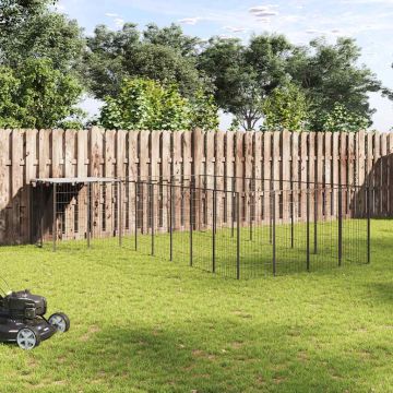 Gabbia per Cani Nera 10,89 m² in Acciaio