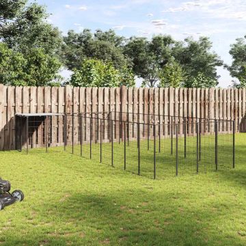 Gabbia per Cani Nera 13,31 m² in Acciaio