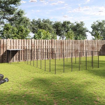 Gabbia per Cani Nera 19,36 m² in Acciaio