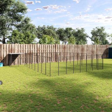 Gabbia per Cani Nera 25,41 m² in Acciaio