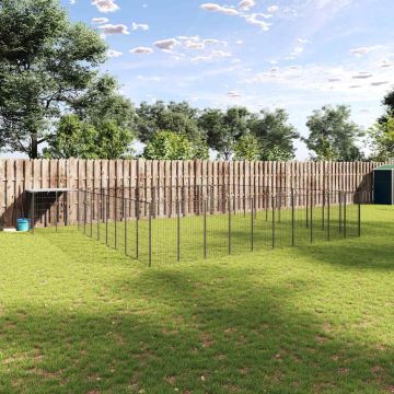 Gabbia per Cani Nera 31,46 m² in Acciaio
