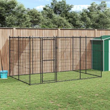 Gabbia per Cani da Esterno in Acciaio con Tetto 7,26 m²