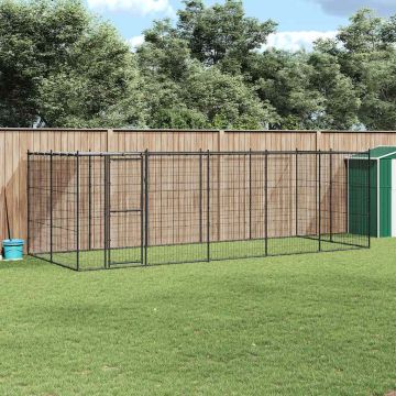Gabbia per Cani da Esterno in Acciaio con Tetto 12,1 m²