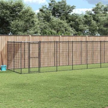 Gabbia per Cani da Esterno in Acciaio con Tetto 21,78 m²