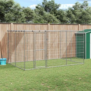 Gabbia per Cani da Esterno in Acciaio Zincato con Tetto 7,26 m²