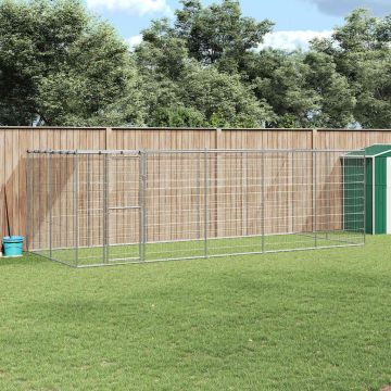 Gabbia per Cani da Esterno in Acciaio Zincato con Tetto 12,1 m²