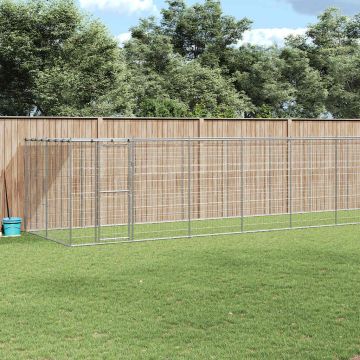 Gabbia per Cani da Esterno in Acciaio Zincato con Tetto 21,78m²