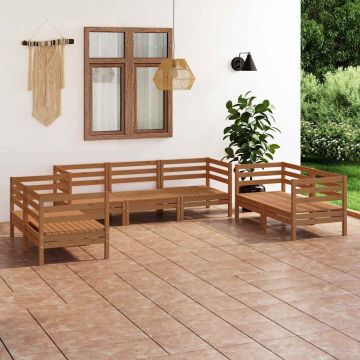 Set Salotto da Giardino 7pz Marrone Ambra Legno Massello Pino