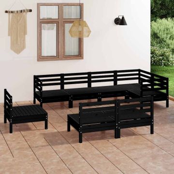 Set Salotto da Giardino 8 pz in Legno Massello di Pino Nero