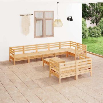 Set Salotto da Giardino 9 pz in Legno Massello di Pino