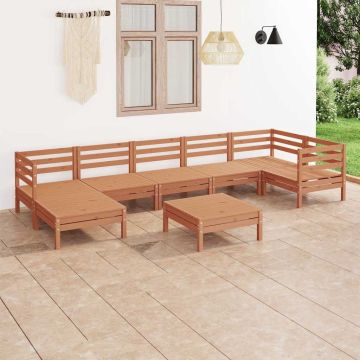 Set Salotto da Giardino 8 pz in Legno Massello di Pino Ambra