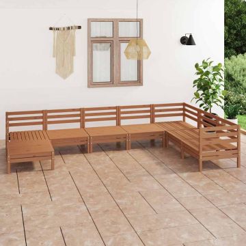 Set Salotto da Giardino 8 pz in Legno Massello di Pino ambra