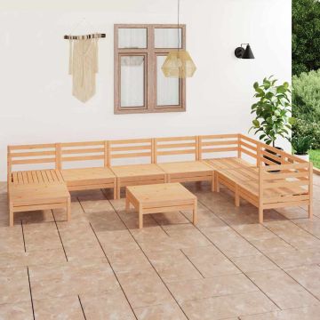 Set Salotto da Giardino 9 pz in Legno Massello di Pino