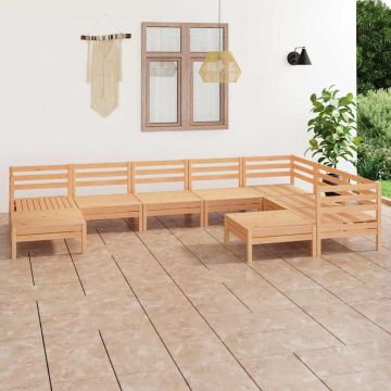 Set Salotto da Giardino 9 pz in Legno Massello di Pino