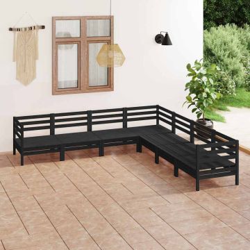 Set Salotto da Giardino 7 pz in Legno Massello di Pino Nero