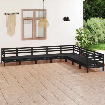 Set Salotto da Giardino 8 pz in Legno Massello di Pino Nero