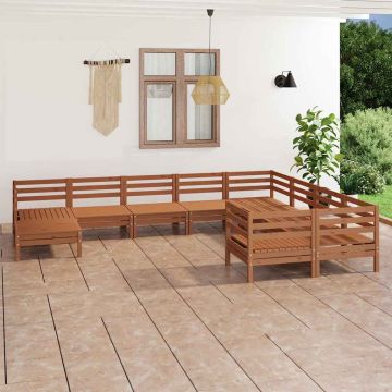 Set Salotto da Giardino 10 pz Ambra in Legno Massello di Pino
