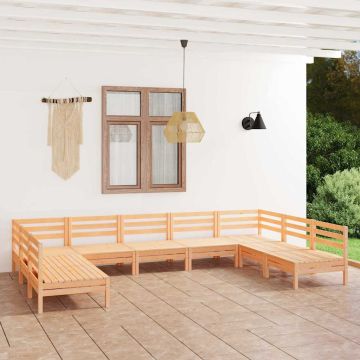 Set Salotto da Giardino 9 pz in Legno Massello di Pino