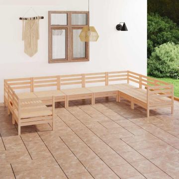 Set Salotto da Giardino 9 pz in Legno Massello di Pino