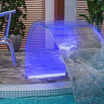 Set Fontana da Piscina con Connettore e LED RGB Acrilico 50 cm