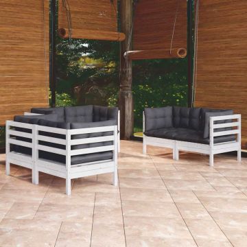 Set Salotto da Giardino 6 pz con Cuscini Legno Massello di Pino