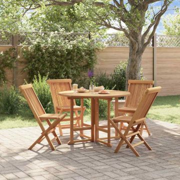 Set da Pranzo Pieghevole per Esterni 5pz Legno Massello di Teak