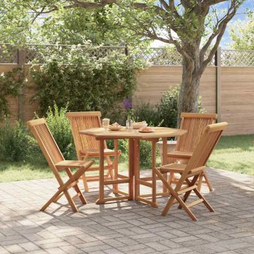 Set da Pranzo Pieghevole per Esterni 5pz Legno Massello di Teak